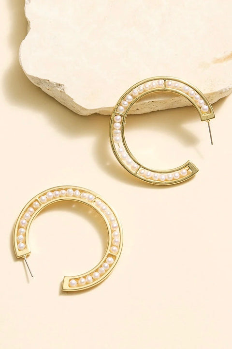 LUX BETTY HOOPS- WHITE/GOLD