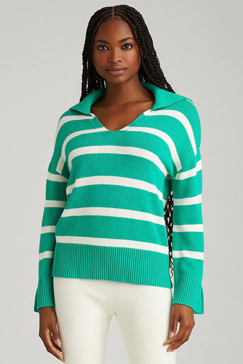 MEREDITH STRIPE POLO PULLOVER
