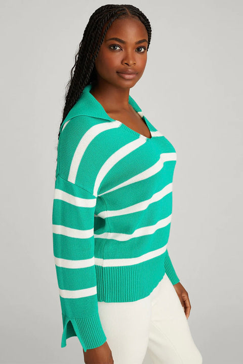 MEREDITH STRIPE POLO PULLOVER