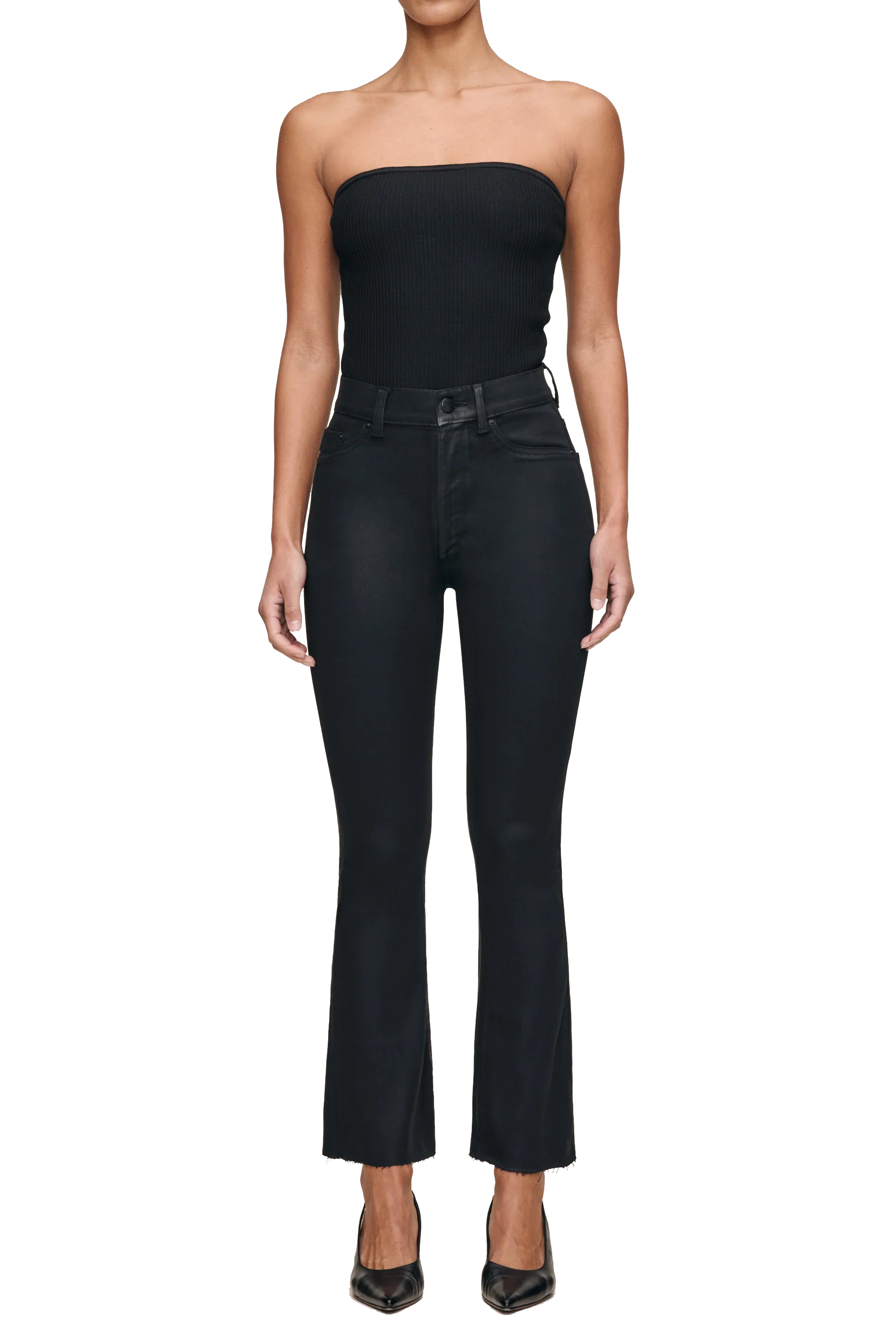BRIDGET BOOT HIGH RISE CROP - BLK COATED - Jeans - Sassanova