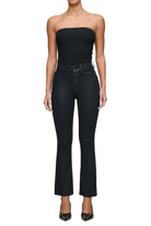 Bridget jeans with high rise, black coated denim, and slightly flared ankle length - Sasssanova