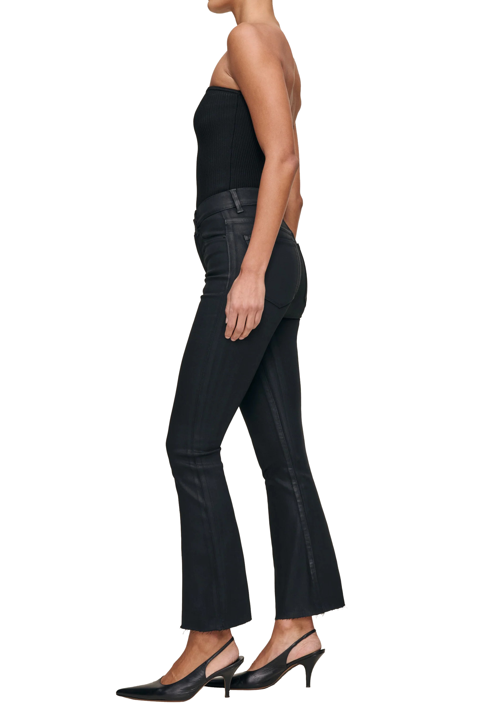 BRIDGET BOOT HIGH RISE CROP - BLK COATED - Jeans - Sassanova