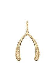 LUCKY PAVE WISHBONE NECKLACE- ADJ DELICATE CHAIN