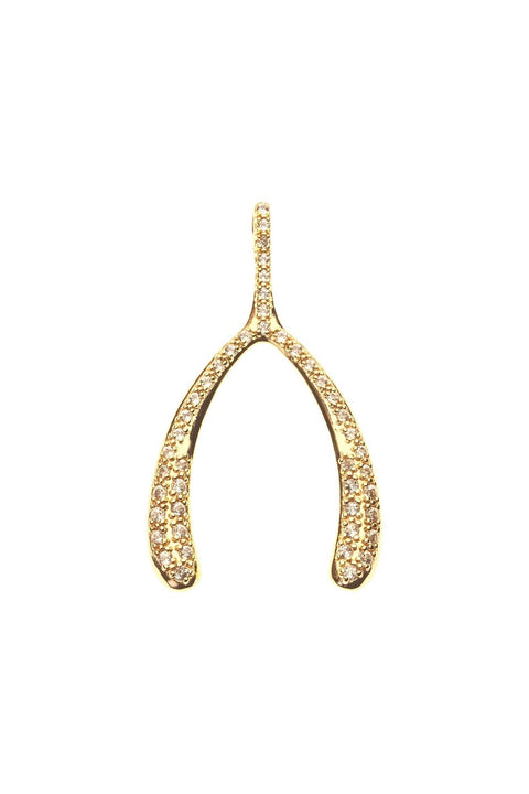 LUCKY PAVE WISHBONE NECKLACE- ADJ DELICATE CHAIN
