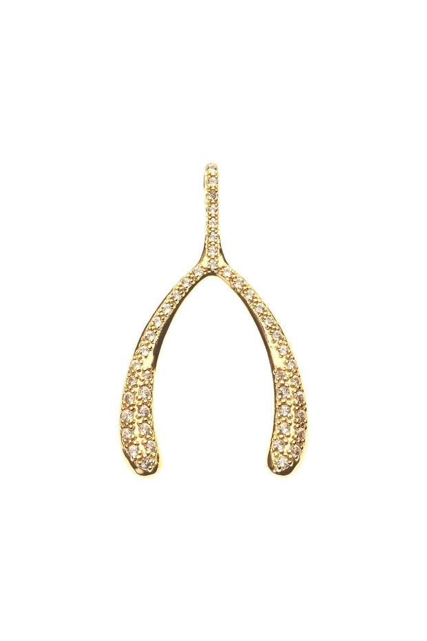 LUCKY PAVE WISHBONE NECKLACE- ADJ DELICATE CHAIN
