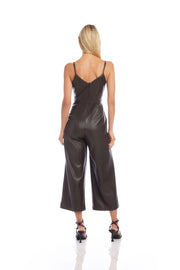 FAUX LEATHER CROPPED JUMPSUIT