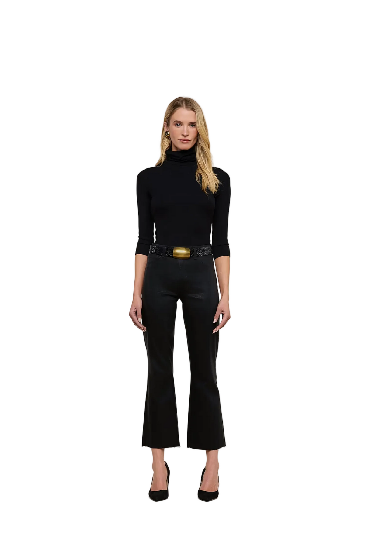 KENDRA CROP FLARE COATED NOIR Sassanova