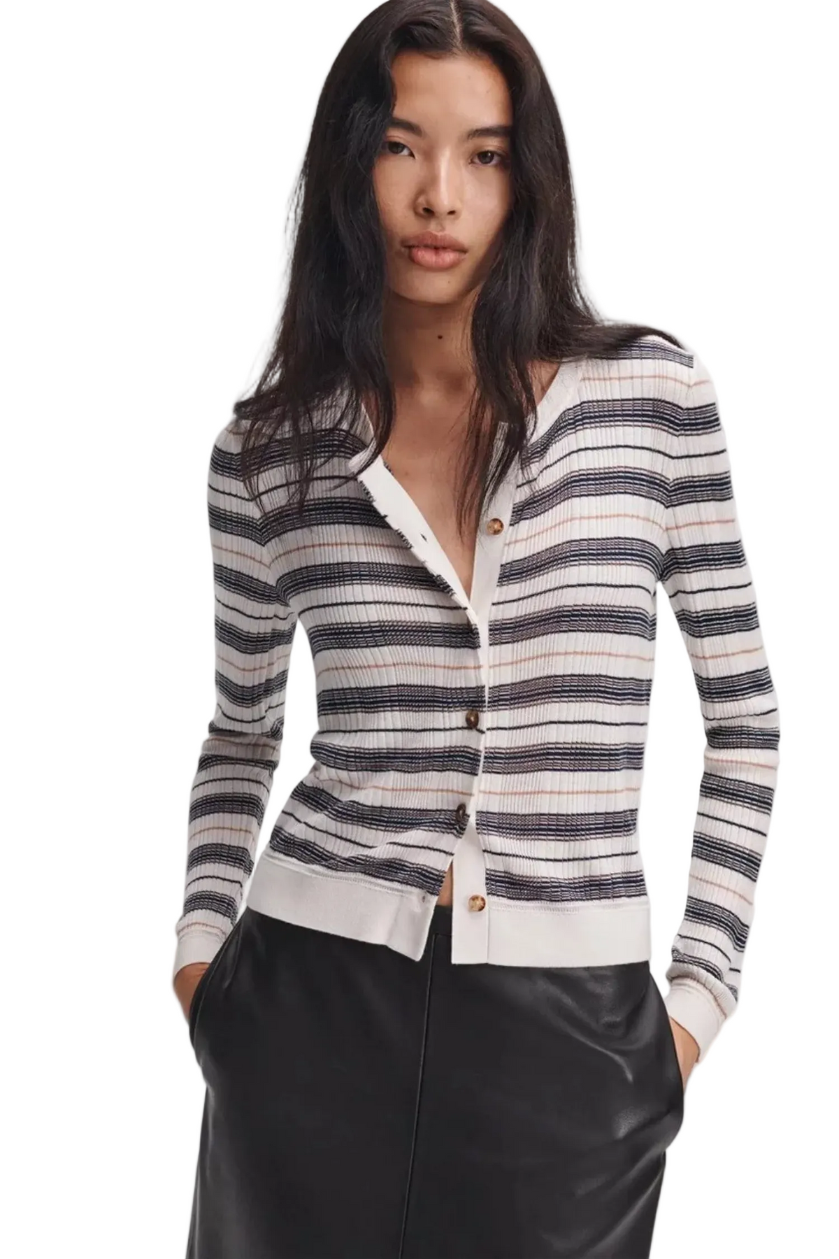 TERESA SILK BLEND STRIPE CARDI Sassanova
