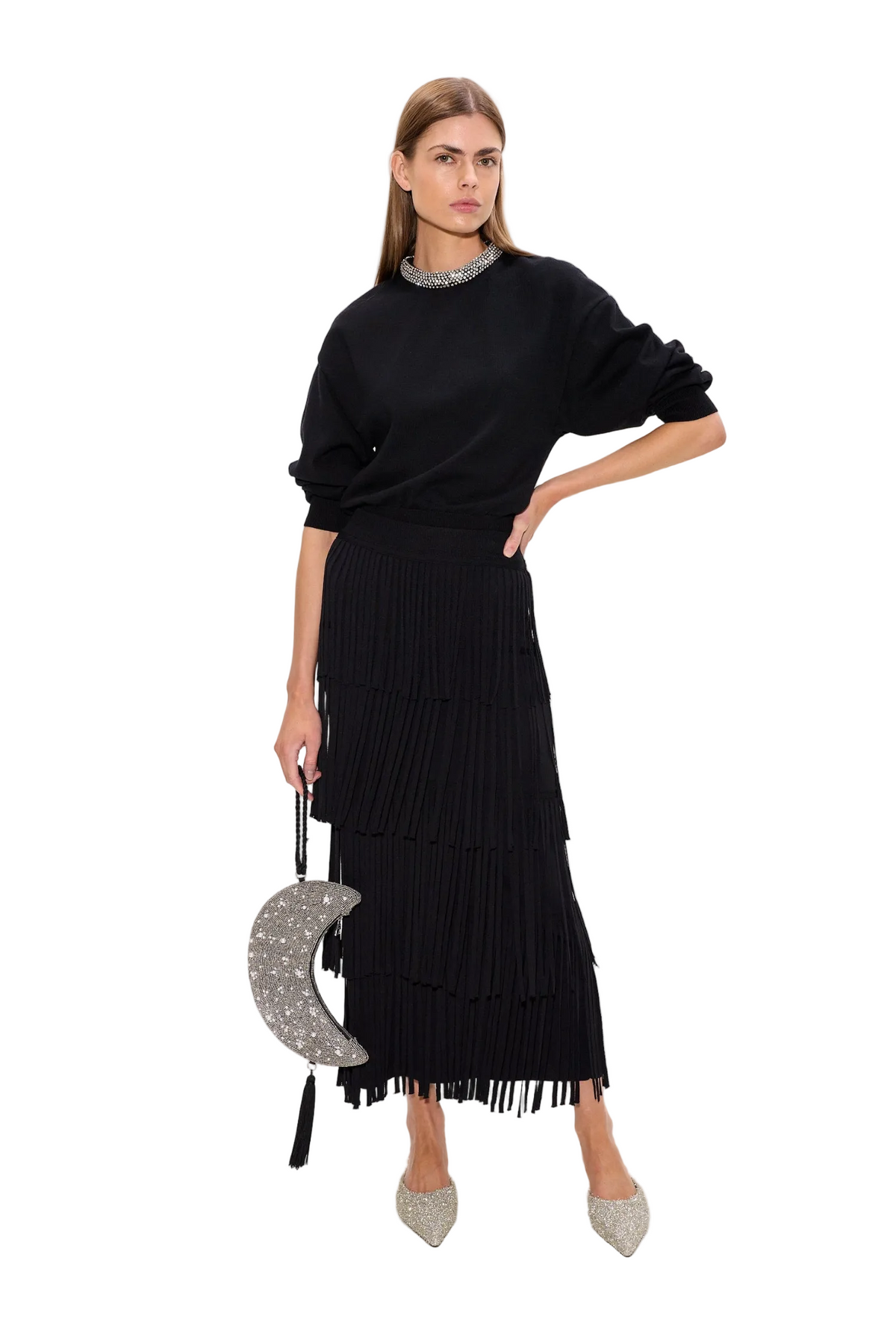 ZA ZA KNIT FRINGE SKIRT Sassanova