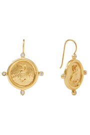 BEE CAMEO EARRINGS- GLD/CZ