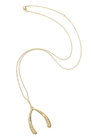 LUCKY PAVE WISHBONE NECKLACE- ADJ DELICATE CHAIN