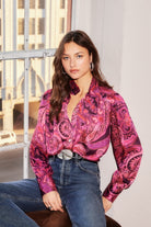 NATASHA V NECK PUFF SLV TOP - Blouses - Sassanova