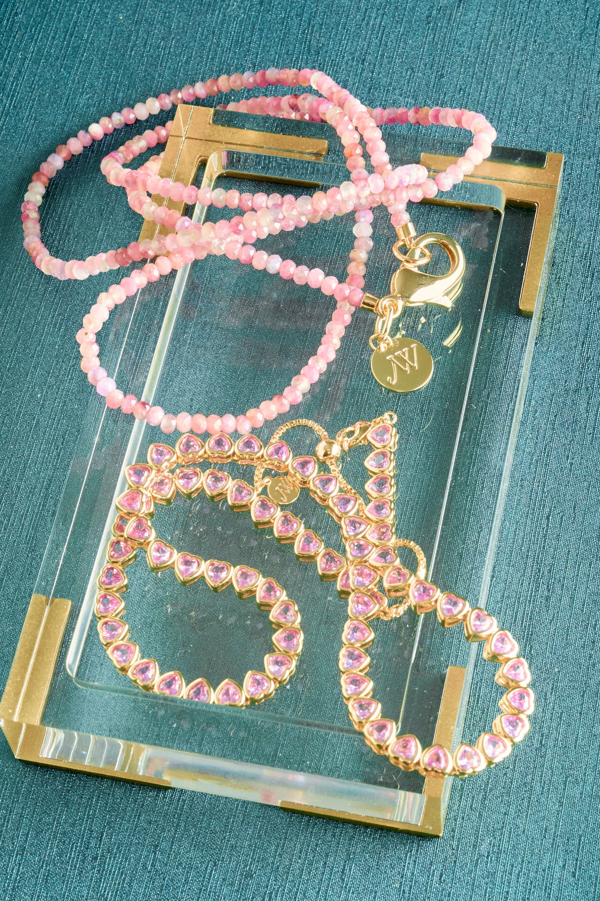 MADE FROM LOVE PINK TENNIS NECKLACE - Necklaces - Sassanova