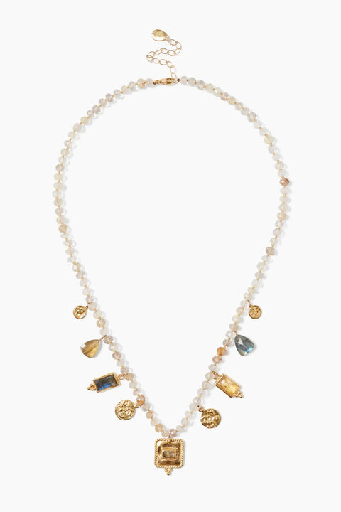 PILAR CHARM & RUTILATED QUARTZ NECKLACE