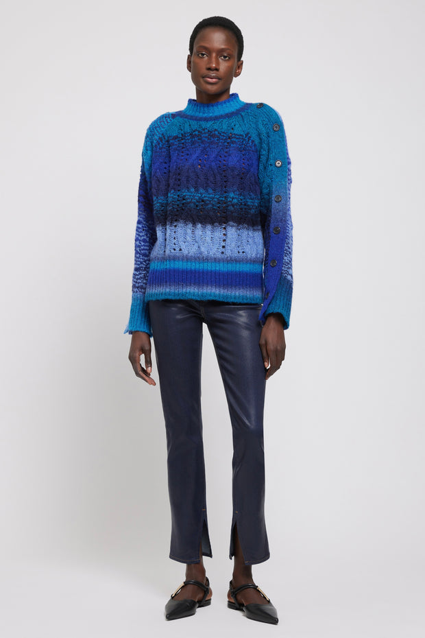 LULA MOCK NECK SWEATER W/BUTTON SLV