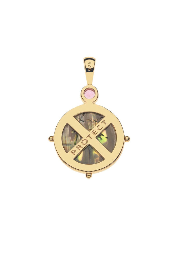 PROTECT ABALONE SCARAB NECKLACE- DRAWN LINK CHAIN