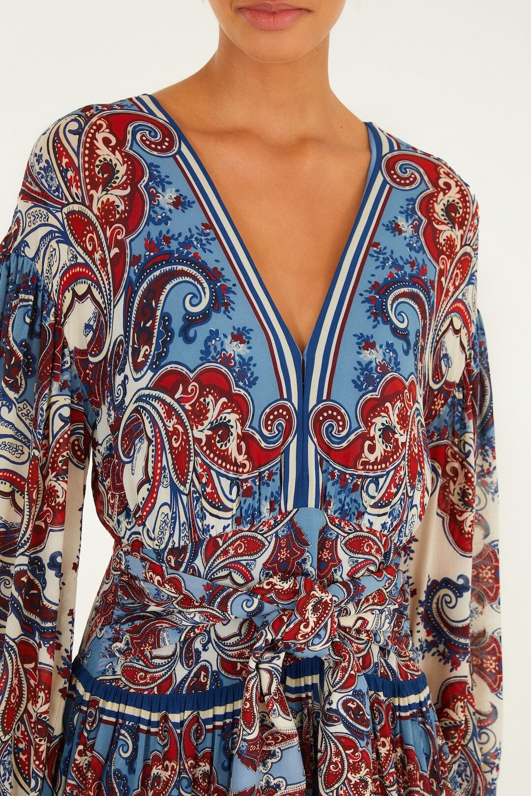 PAISLEY SCARF LS MAXI DRESS - Dresses - Sassanova