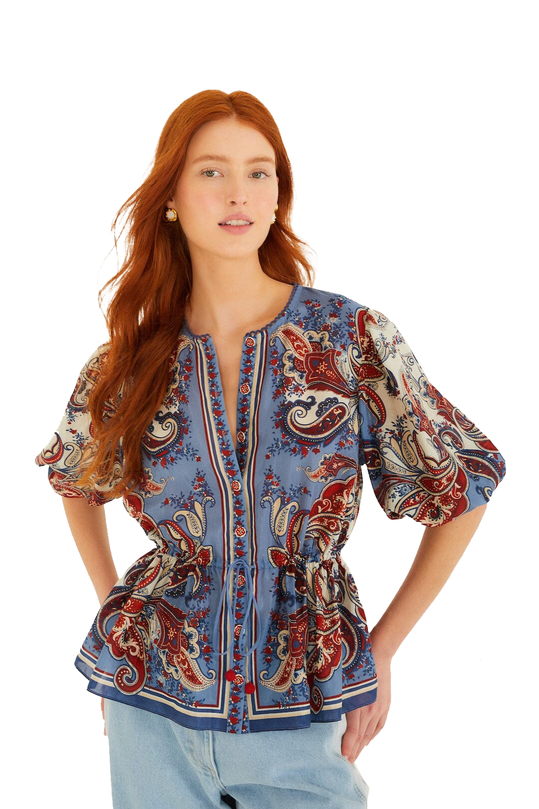 PAISLEY SCARF BLOUSE - Blouses - Sassanova