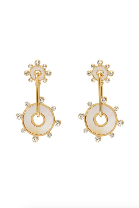 ETNA LUX DROP EARRINGS- WHITE/GLD