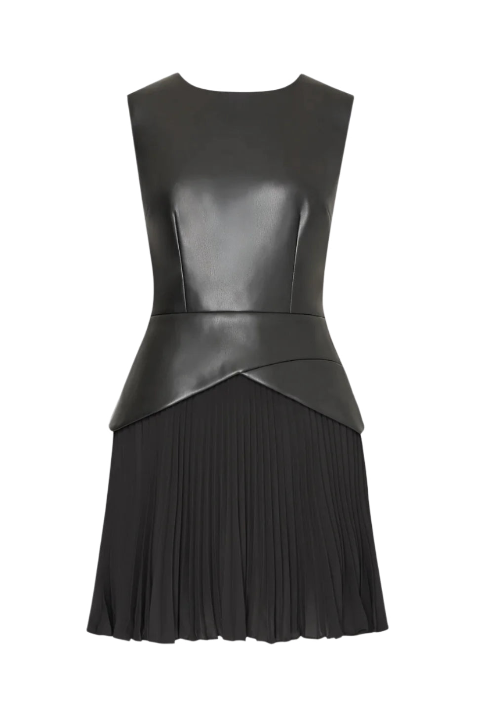 HADDY LEATHER PLEATED COMBO DRESS - Dresses - Sassanova