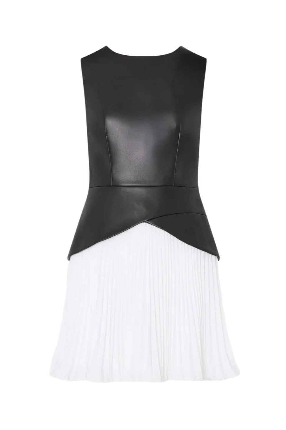 HADDY LEATHER PLEATED COMBO DRESS - Dresses - Sassanova