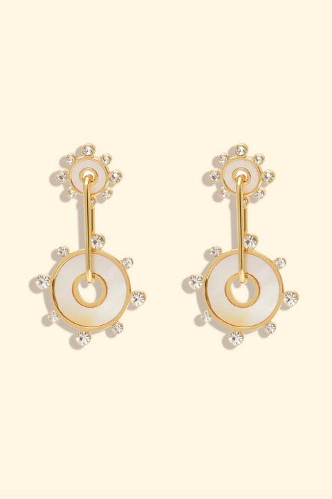 ETNA LUX DROP EARRINGS- WHITE/GLD