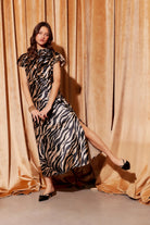 EVY VELVET SIDE SLIT BIAS SKIRT - Skirts -  Sassanova