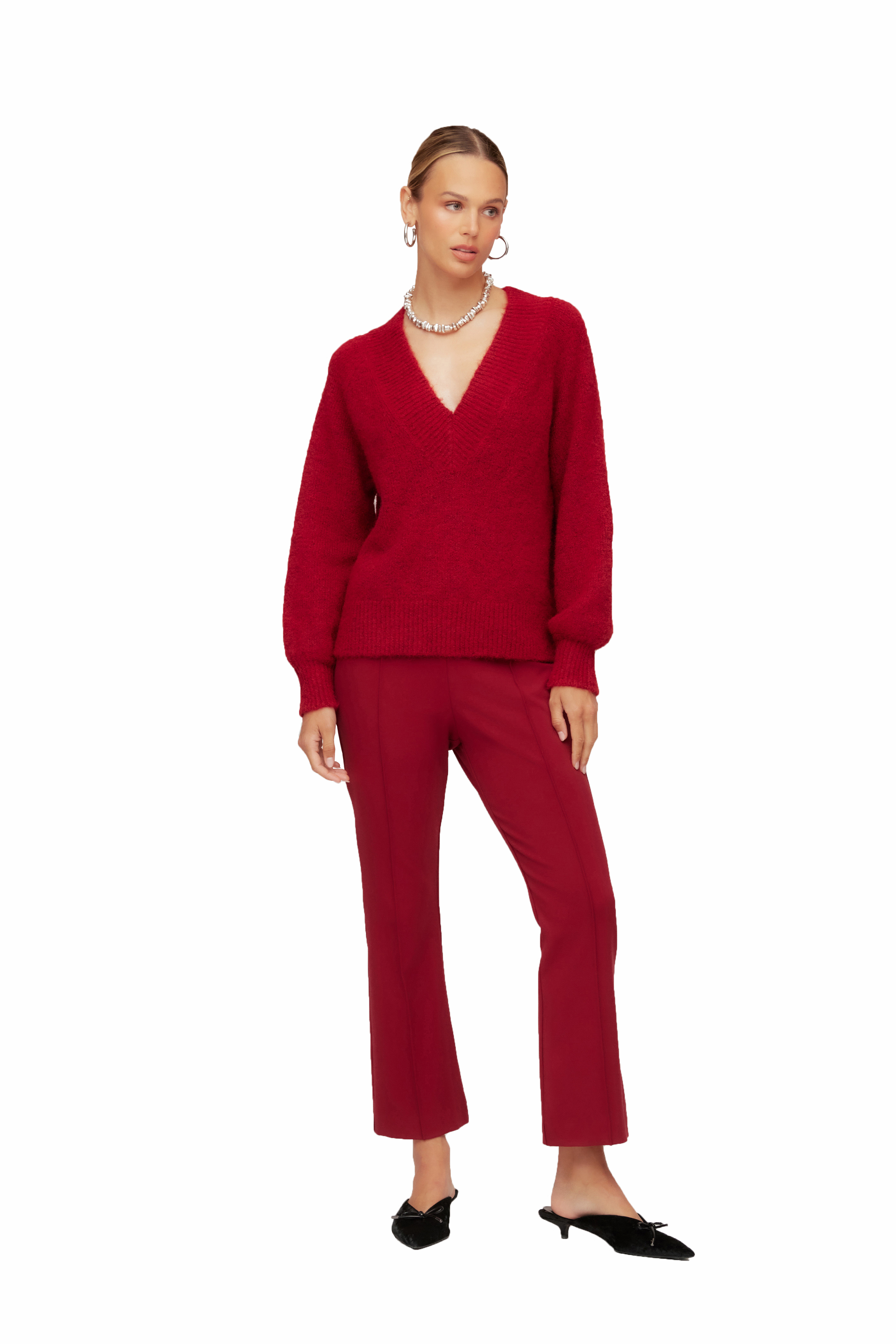 HEATHER V NECK SWEATER - Sweaters - Sassanova