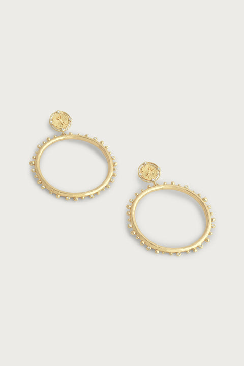 BUTTERFLY COIN MOLTEN HOOPS- GLD/CZ