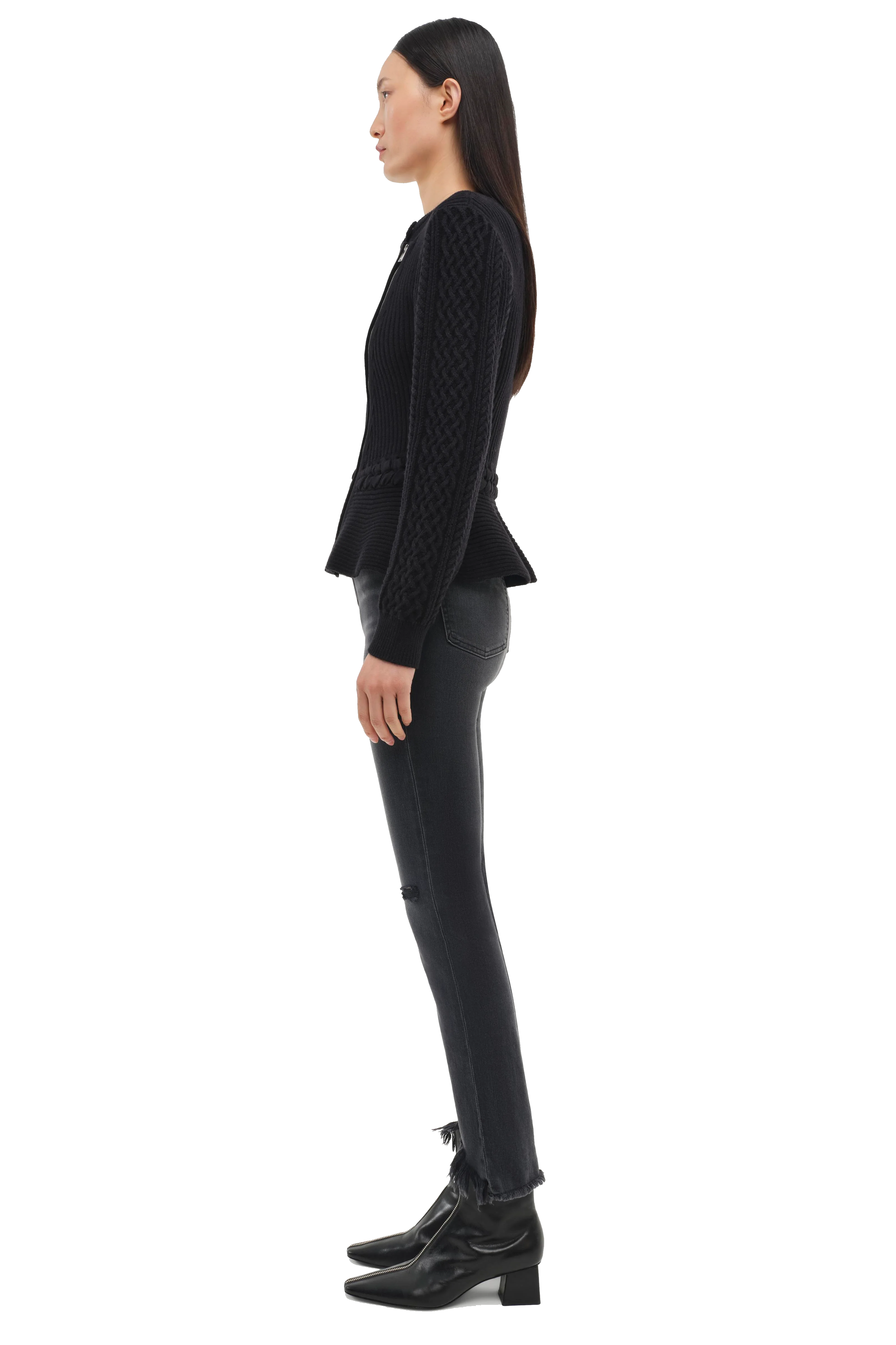 ANDI PEPLUM JACKET in black-sassanova