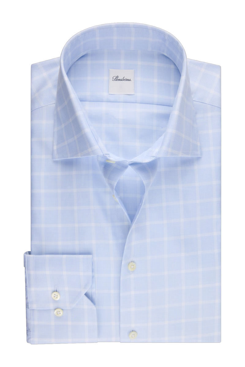 windowpane dress shirt goTIELESS Ultimate (White/Navy Windowpane) day wear The Watertown White & Light
