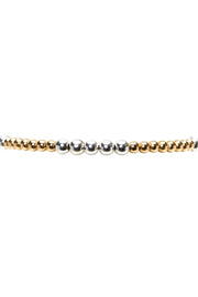 3MM GOLD BRACELET W/4MM SILVER BEADS- 6.5