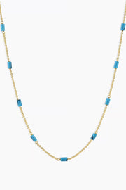 TATUM BEAD NECKLACE - GLD/TURQUOISE