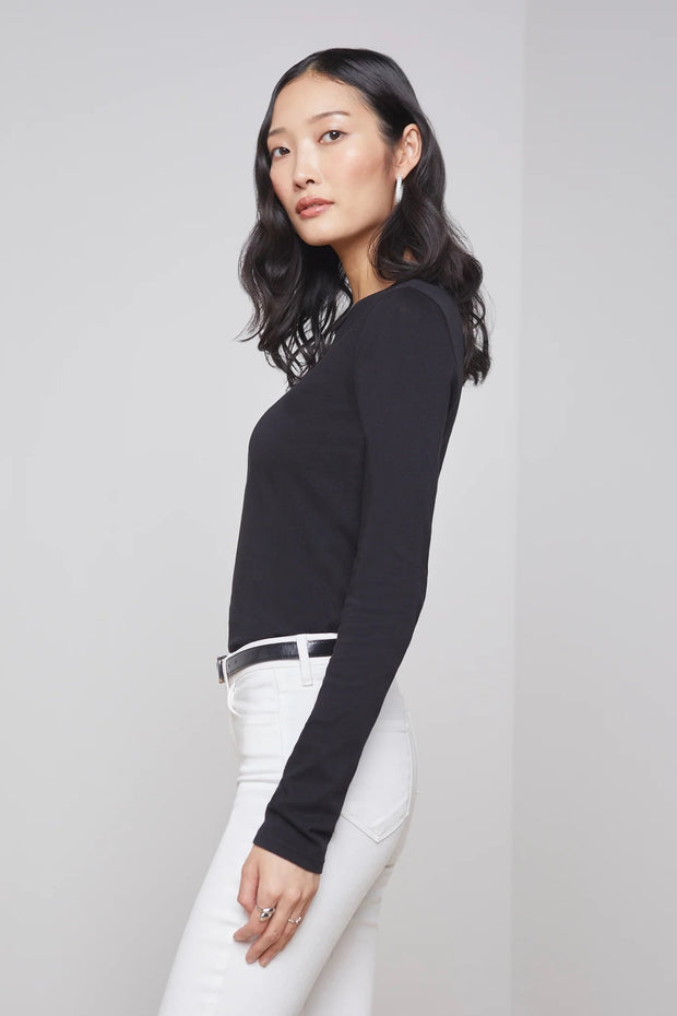 TESS LS RIBBED CREW NECK TEE