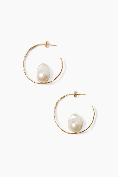 SELENE HOOP EARRINGS- PEARL/GLD