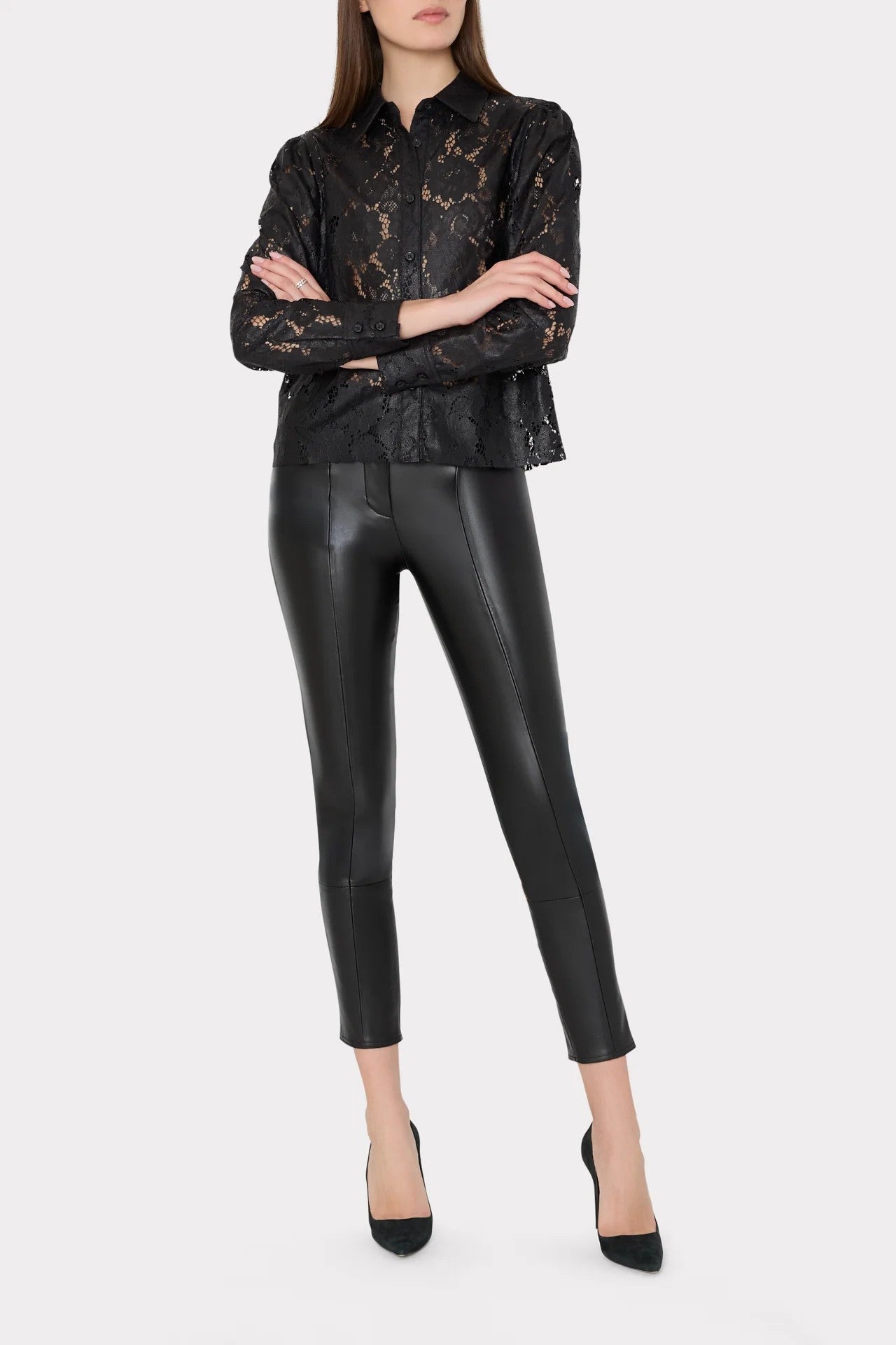 ARLO TEXTURED LACE BUTTON BLOUSE - Blouses - Sassanova