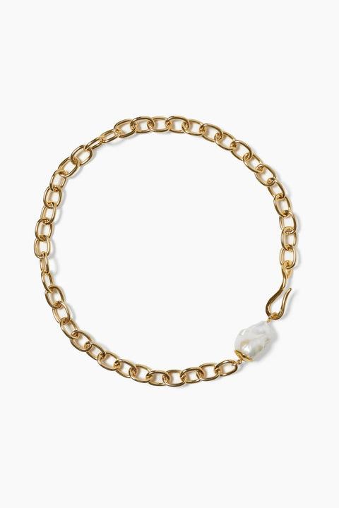 CYPRESS CHAIN NECKLACE- PEARL/GLD