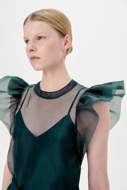CORINA RUFFLE SLV CREWNECK TOP