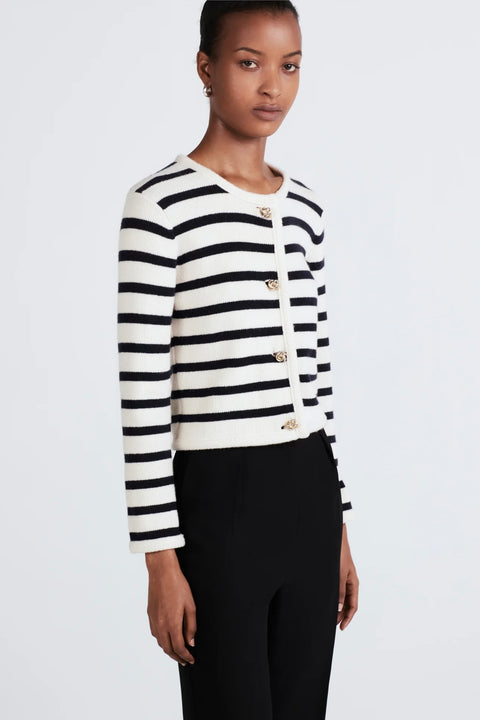 KEENE STRIPE CREWNECK CARDIGAN