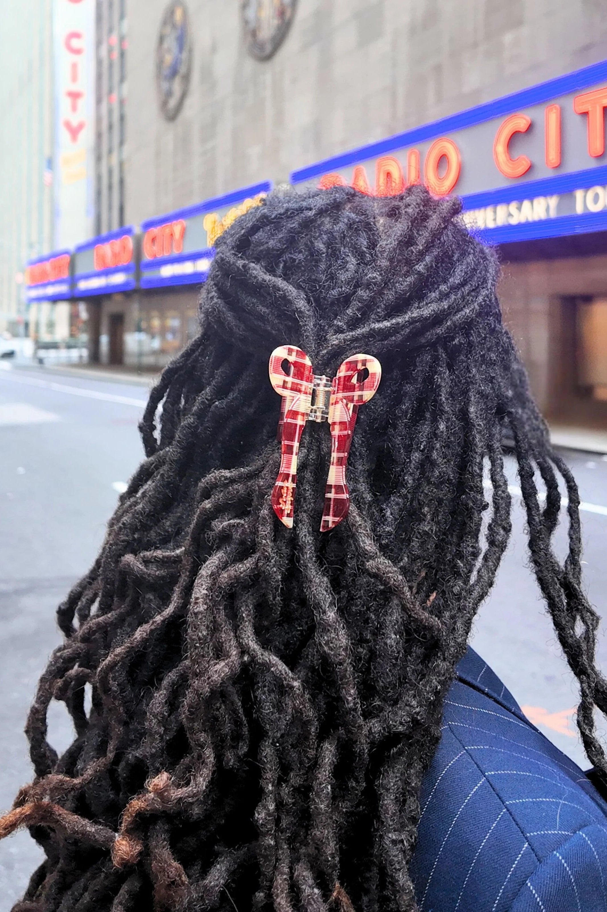 HAND PAINTED RED PLAID BOW HAIR CLIP - Hair accessories - Sassanova