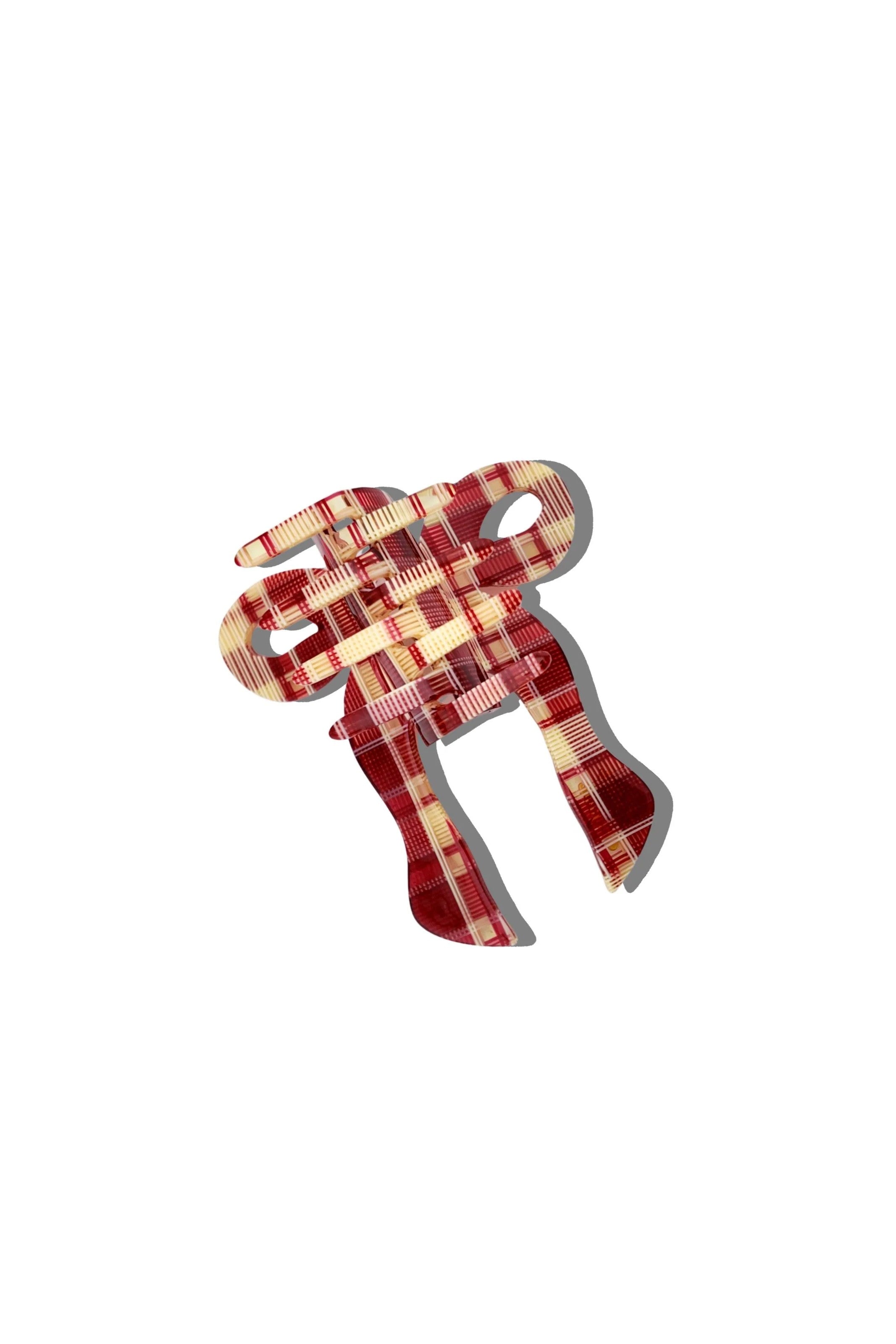 HAND PAINTED RED PLAID BOW HAIR CLIP - Hair accessories - Sassanova