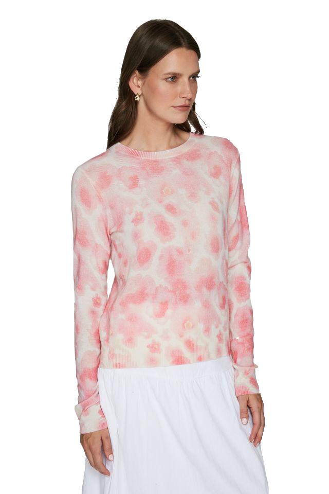 WATERCOLOR FLORAL PRINT CREW - Sweaters - Sassanova