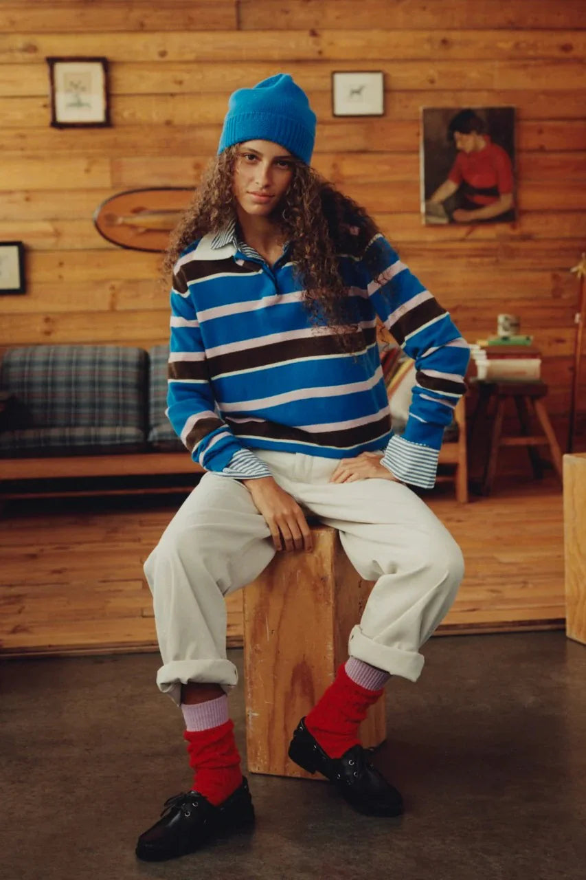 CROPPED STRIPED RUGBY SWEATER - Sweaters - Sassanova