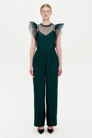 CORINA RUFFLE SLV CREWNECK TOP