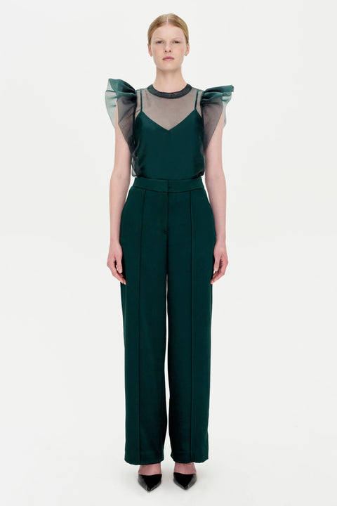 CORINA RUFFLE SLV CREWNECK TOP