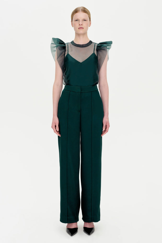 CORINA RUFFLE SLV CREWNECK TOP