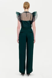 CORINA RUFFLE SLV CREWNECK TOP