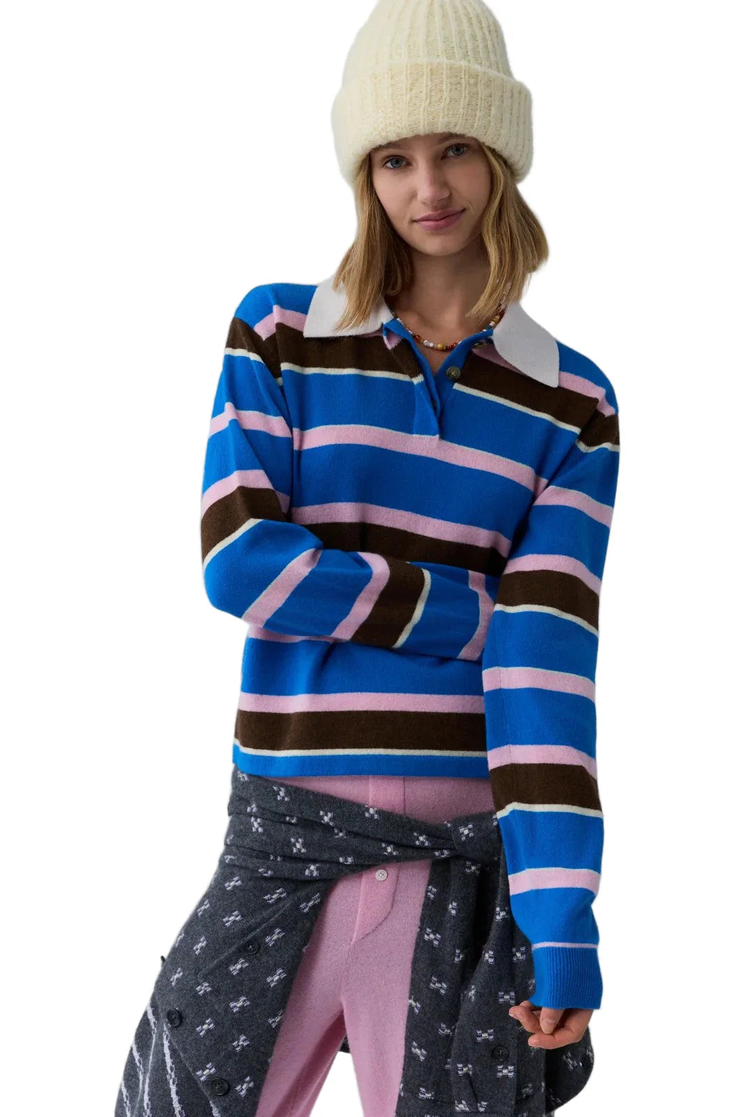 CROPPED STRIPED RUGBY SWEATER - Sweaters - Sassanova