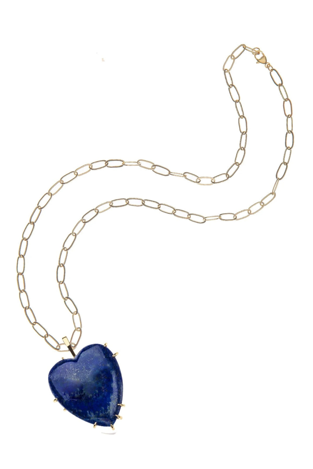 LOVE CARRY YOUR HEART LAPIS PENDANT- DRAWN LINK CHAIN - Necklaces - Sassanova