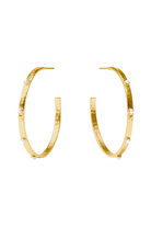 LARGE CRESCENT STONE HOOPS - Earrings - Sassanova